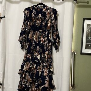 Floral Navy Ruffle Maxi Dress